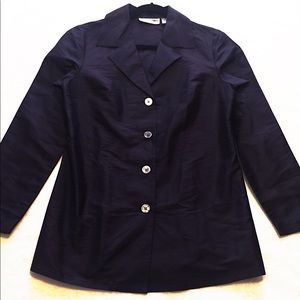 Navy 💯% Silk Long Sleeve Iridescent Button Down